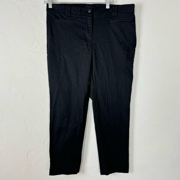 Ann Taylor Dress Pants Solid Black Knit Curvy Cotton Crop Office Work Trousers‎ - Picture 1 of 8